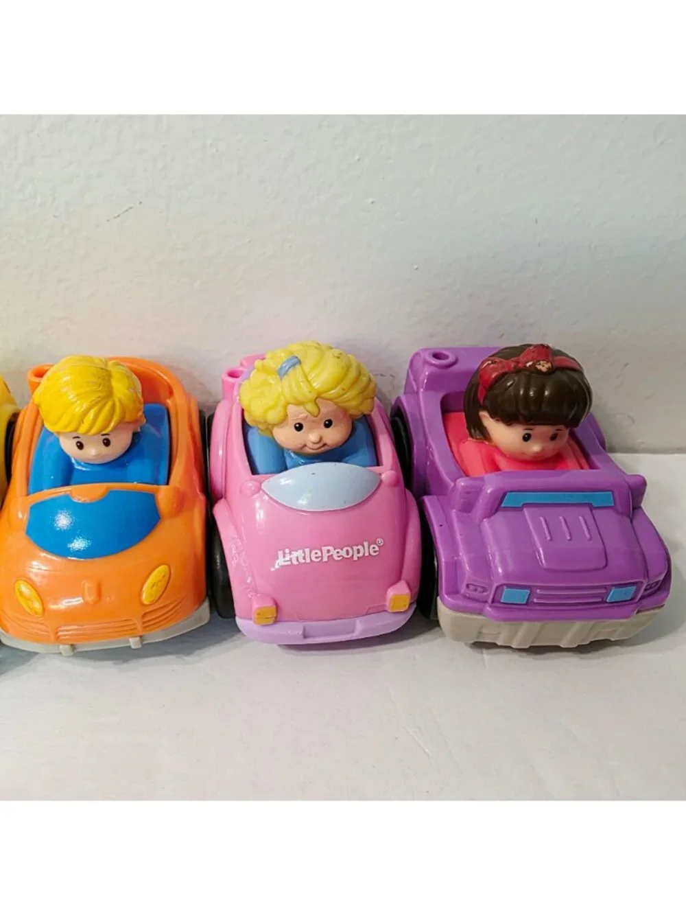5 Little People Wheelies Race Car Pink Purple Orange Red Yellow Cars